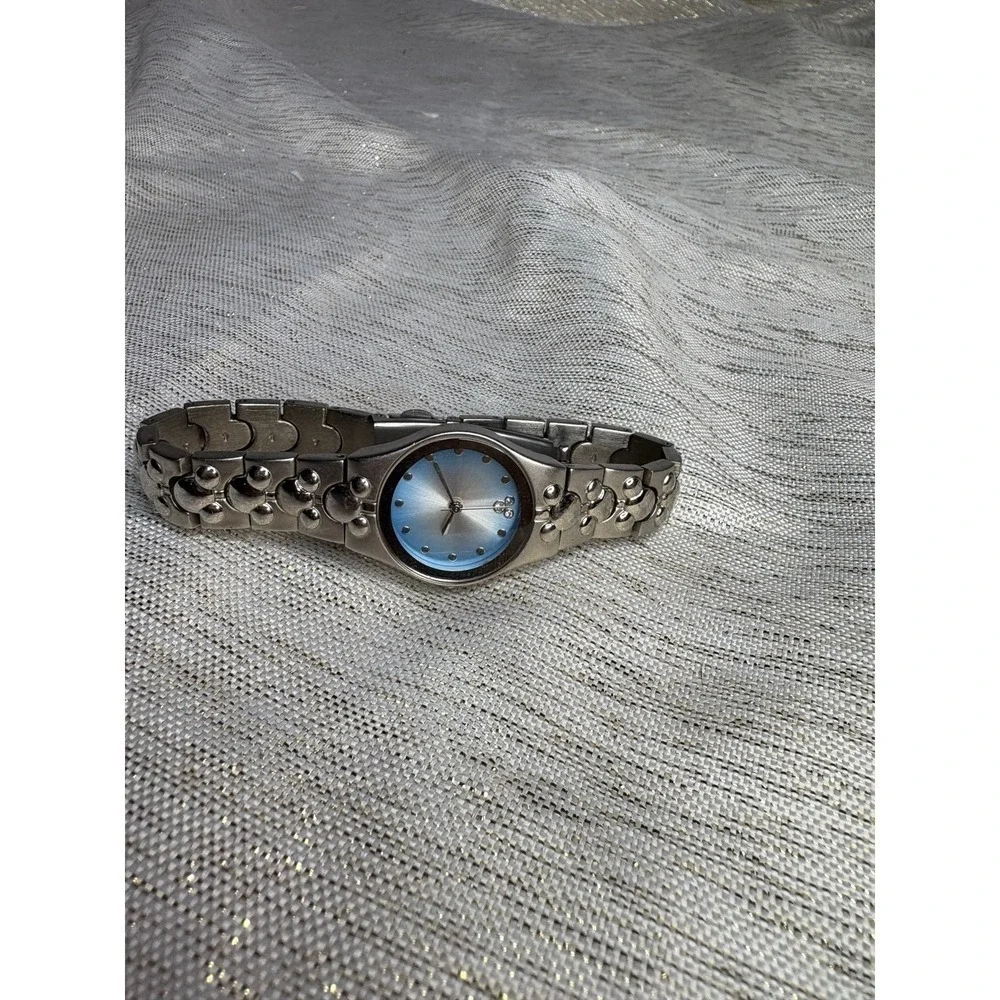 Disney Watch Women 25mm Mickey Mouse Silver Tone Blue Dial